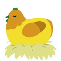 A yellow and ochre chicken with a head pattern