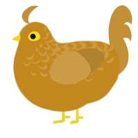 A ochre and gold chicken with a half-lace pattern