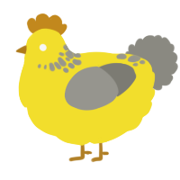 A yellow and ash chicken with a neck-speckle pattern