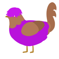 Bedhead, a amethyst and brown chicken with a head pattern