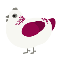 A white and maroon chicken with a neck-band pattern