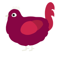 A maroon and crimson chicken