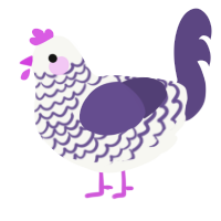 A white and overcast chicken with a lace pattern