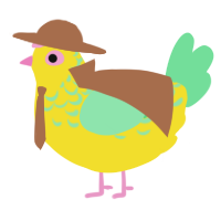 A yellow and spring chicken with a half-lace pattern