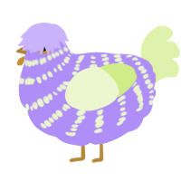 A lilac and apple chicken with a bar pattern