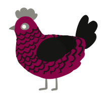 A maroon and black chicken with a lace pattern