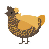 A bark and orange chicken with a lace pattern