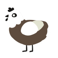 A bark and white chicken with a head pattern