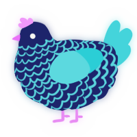 A navy and aqua chicken with a lace pattern