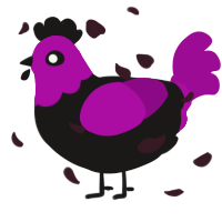 A sable and plum chicken with a head pattern