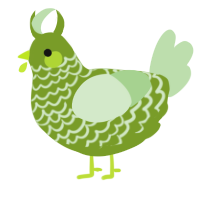 A chartreuse and gluppy chicken with a lace pattern