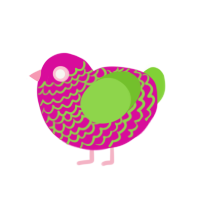 Shichiryu, a fuchsia and grass chicken with a lace pattern