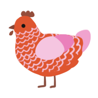A vermilion and pink chicken with a lace pattern