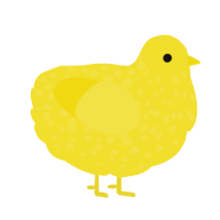 A yellow chicken with a speckle pattern