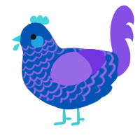 A ultramarine and blurple chicken with a lace pattern