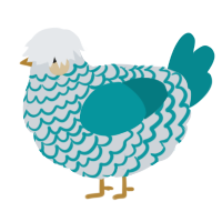 A mist and teal chicken with a lace pattern