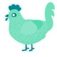 A mint chicken with a lace pattern