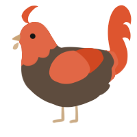 A bark and vermilion chicken with a head pattern