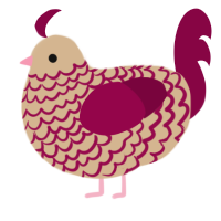 A beige and maroon chicken with a lace pattern