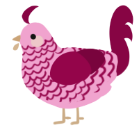 A pink and maroon chicken with a lace pattern