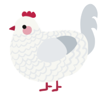 A white and mist chicken with a lace pattern