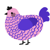 A pink and indigo chicken with a lace pattern