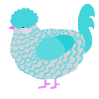 A mist and aqua chicken with a lace pattern
