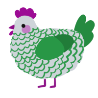 A mist and viridian chicken with a lace pattern