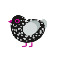 creature, a sable and silver chicken with a speckle pattern