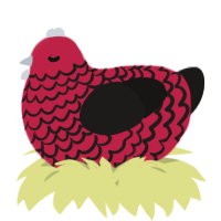 A crimson and sable chicken with a lace pattern