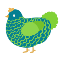 A sea and grass chicken with a lace pattern