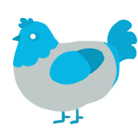 A silver and cerulean chicken with a head pattern