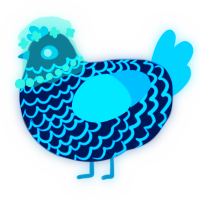 A tumblr and cerulean chicken with a lace pattern