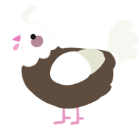 A bark and white chicken with a head pattern