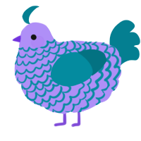 A lilac and sea chicken with a lace pattern