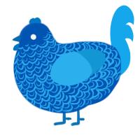 A ultramarine and sky chicken with a double-lace pattern