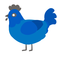 A sapphire and ultramarine chicken with a head pattern