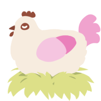 A cream and pink chicken