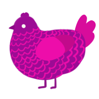 A plum and fuchsia chicken with a lace pattern