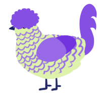 A apple and blurple chicken with a lace pattern