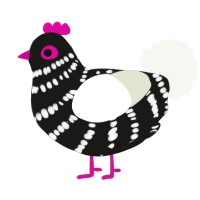 A sable and white chicken with a bar pattern