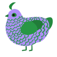 A lilac and viridian chicken with a lace pattern
