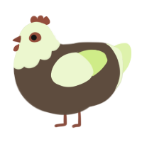 A bark and apple chicken with a head pattern