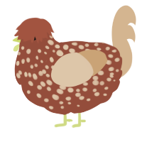 A russet and beige chicken with a speckle pattern