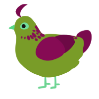 A chartreuse and wine chicken with a neck-speckle pattern