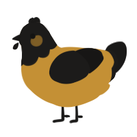 A gold and sable chicken with a head pattern