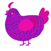 A violet and fuchsia chicken with a lace pattern