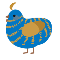 A sapphire and gold chicken with a bar pattern