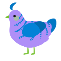 A lilac and sapphire chicken with a half-bar pattern