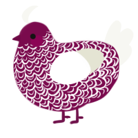 A wine and white chicken with a double-lace pattern